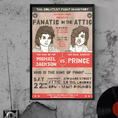 Rare 'Fanatic In The Attic' Concert Music Poster -  Michael Jackson Vs Prince MJ • $28.77