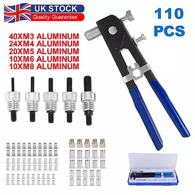 £22.09 • Buy 110Pcs Threaded Nut Rivet Gun M3-M8 Insert Tools Riveter Rivnut Nutsert NEW