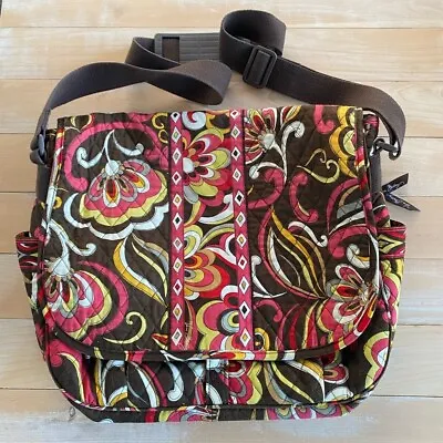 Vera Bradley Messenger Bag Puccini Brown Floral Laptop Carry Purse • $29.99