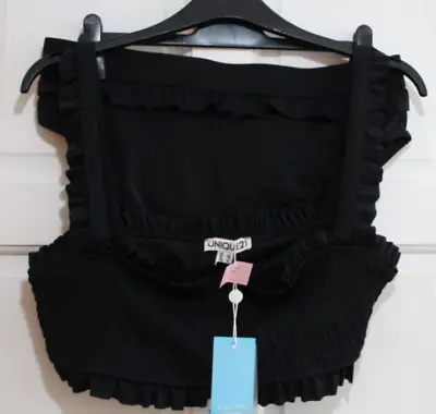 Unique21 Womens Bikini Size 20 Chest 40in Black Elastic Waist Bandeau Top • £28.99