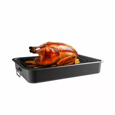 Roasting Pan Large Wire Rack Insert Drip Drain Fat Turkeys Hams 16.5 X 12 Inch • $19.99