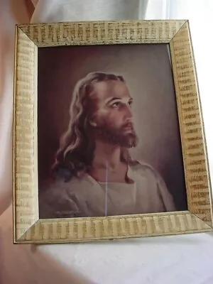 Vintage Warner Sallman Jesus Picture Framed Head Of Christ Litho • $16.96