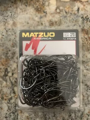 100 Matzuo 413014 Black Up Eye Octopus Fish Hooks Size 4/0 • $14.99