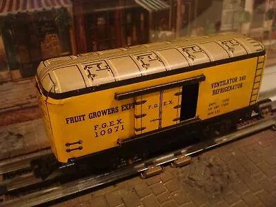 Marx Tin Yellow #10971 Box Car Pacific Fruit Express Rr Marlines O Scl Tinplate • $49