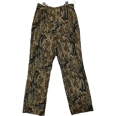 VTG Browning Hunting Pants Men's 29x30 Green Camo Tree Bark Cotton Outdoor • $24.99