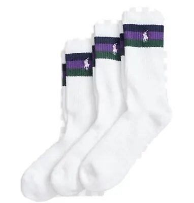 Ralph Lauren Wimbledon CR-Crew 3 Pack Men's Socks  Size Uk  6-8 - White • £17