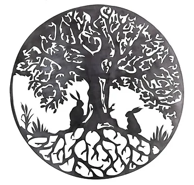 Tree Of Life With Hares Metal Steel Wall Art Decoration Home Garden Gift Present • £51.97