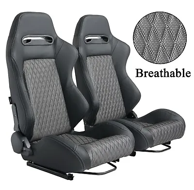 $389.99 • Buy Reclinable Bucket Racing Seats With Sliders, Sliver Breathable Shiny Mesh Fabric