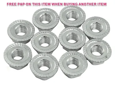 BULK PACK OF 10 BIKE M9 X 1mm THREAD SPINDLE AXLE FLANGED WHEEL NUTS ZINC PLATE • £4.99