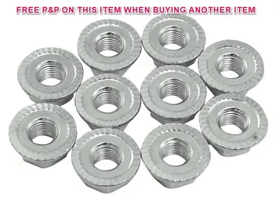 BULK PACK OF 10 BIKE M9 X 1mm THREAD SPINDLE AXLE FLANGED WHEEL NUTS ZINC PLATED • £4.99