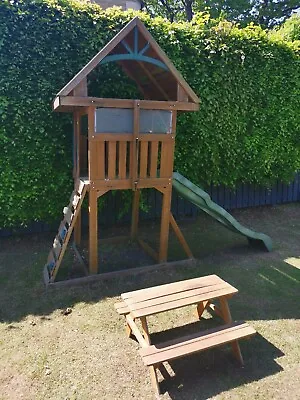 £250 • Buy Kids Garden Playhouse Outdoor Childrens Slide Large  Set Wooden Tree House Bench