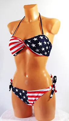 £11.28 • Buy Push Up Underwire Bikini Bandeau Stars Stripes USA Gr.34, 36
