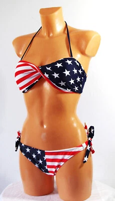 £11.28 • Buy Push Up Underwire Bikini Bandeau Stars Stripes USA Gr.34, 36