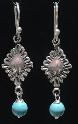 Taxco Mexican Jewelry 925 Sterling Silver Dangle Earrings Frida Kahlo Vtg Style • $35.69