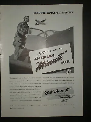 1941 AMERICA'S MINUTE MEN WWII Vintage BELL AIRCRAFT AIRACOBRA Trade Print Ad • $9.99