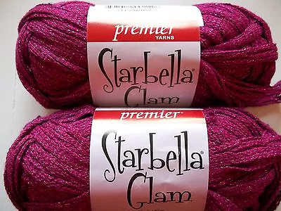 Premier Starbella Glam Ruffle Mesh Yarn Fuchsia Lot Of 2 (33 Yds Each) • $19.99