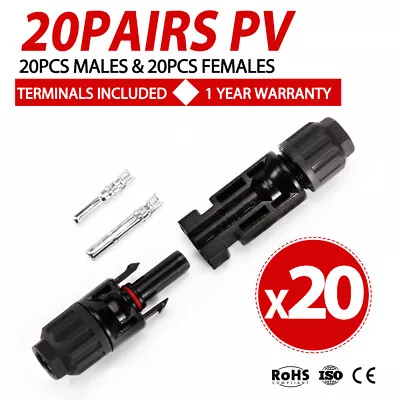 20 Pairs PV Connectors Solar Panel 30A Line Plug Socket Male & Female IP67 • $32.95