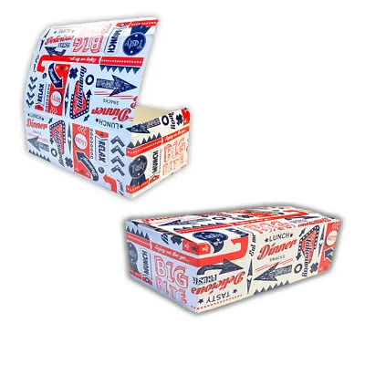 N2 Freshco Cardboard Medium Fried Chicken Container Boxes 7x4  (44oz) X 50 • £13.56