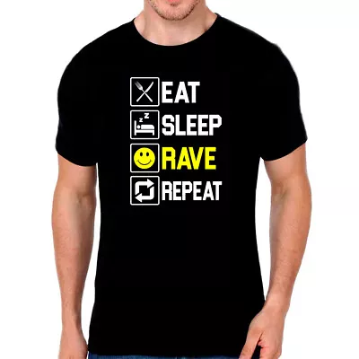 RAVE T Shirt - EAT SLEEP RAVE REPEAT T Shirt - 90s Rave T Shirt FUNNY • £9.49