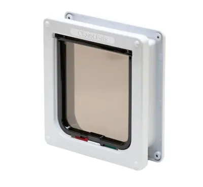 £21.95 • Buy 4 Way Lockable Cat Flap With Door Liner To 50mm White Pet Mate Free Delivery