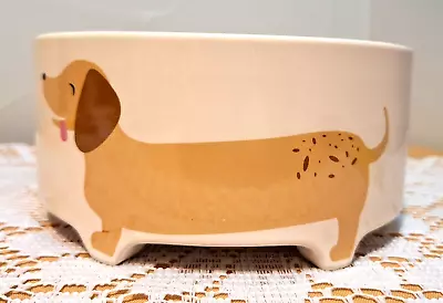 Ceramic Round Footed Dachshund Dog Food Bowl • $8.50