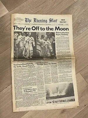 APOLLO 11 “They’re Off To The Moon” 1969 Newspaper Neil Armstrong Aldrin • $19.99