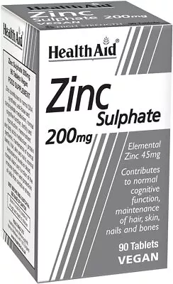 Healthaid Zinc Sulphate 200mg Tablets - 90 Tablets (expires 28th April 2024) • £5.99