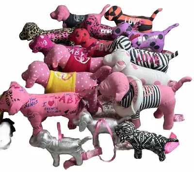 HUGE Victoria's Secret Pink Dogs Lot Of 15 Plush Rares Retired New Silver • $25