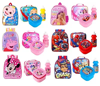 4 Pcs Set Kids Boys Girls Character Backpack & 3Pcs Lunch Bag School Travel Set • £19.99