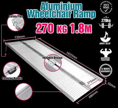 Wheelchair Ramp 1.8M Aluminium Folding Mobility Scooter Portable Loading Ramps  • $305.95