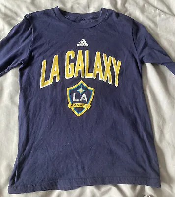 Adidas LOS ANGELES LA GALAXY MLS BLUE T SHIRT LONG SLEEVE CHILD AGE YEARS 7-8 VG • £3.50
