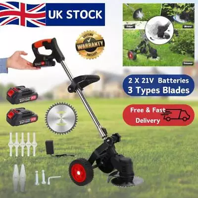 21V Cordless Electric Strimmer Grass Trimmer Weed Cutter Garden Edger &2 Battery • £44.99