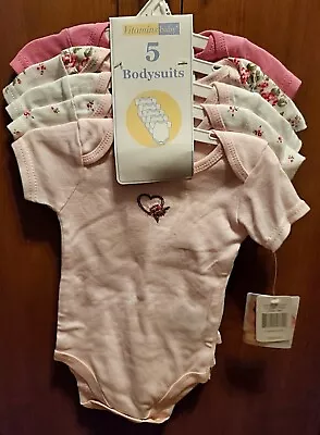 Vitamins Baby Girl 5 Pack Bodysuits 9M New With Tags Floral Roses Pink • $16