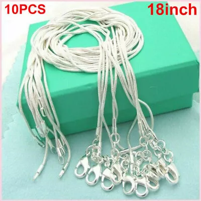 10/20X Wholesale 925 Sterling Silver Stamp Shiny Snake Chain Necklace Jewelry UK • £7.18