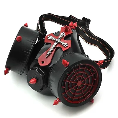 Steampunk Red Cross Gas Mask Death Mask Helmet For Halloween Costume Black • $23