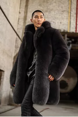 Men Natural Fox Fur Coat Overcoat Winter Warm Real Fur Thick Outerwear Plus Size • $989.20