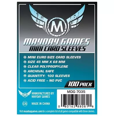 Mayday Games Mini Euro Sleeves - 100 Pack - 45 X 68 Mm (C) • £1.54