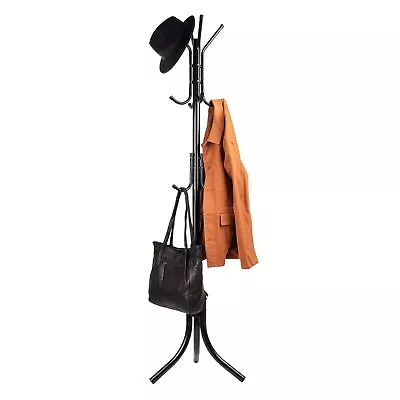 Classic 11-Hook Metal Coat And Hat Rack Stand Black • $19