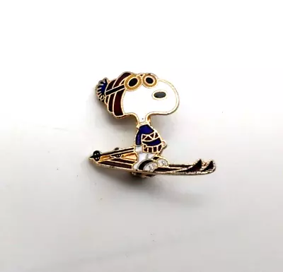 Vintage Snoopy Skiing Enamel Lapel Pin Brooch • $19.99