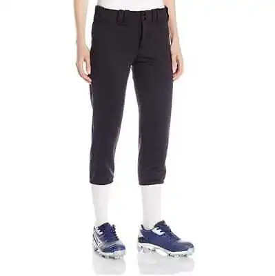 New Women's XS Mizuno Softball Low Rise Belted Elastic Bottom Pants In Black • $29.99