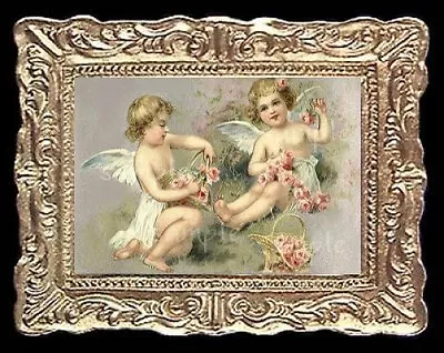 Little Cherub Girls & Roses Miniature Dollhouse Picture • $13.95