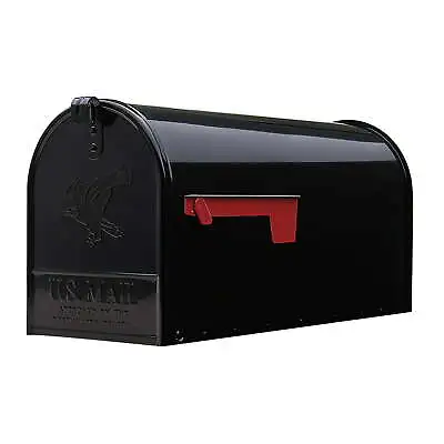 Elite Large Durable Steel Post Mount Mailbox With Adjustable Door Latch Black • $34.97