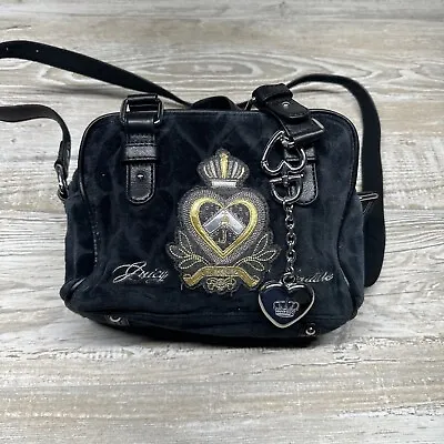 Juicy Couture Black Velour Bag Vintage Satchel In Good Condition See Photos • $49.98