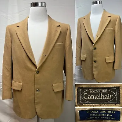 Men's Vintage Brooks Brothers 100% Camel Hair Tan 2-Button 42R Blazer Jacket • $99