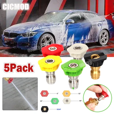 £8.59 • Buy 5 Pack High Pressure Washer Spray Gun Jet Lance Trigger Wash Water Nozzle Tips