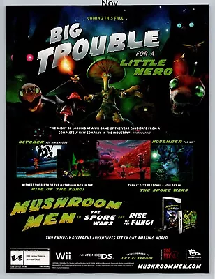 Mushroom Men In The Spore Wars Nintendo DS & Wii Promo 2008 Full Page Print Ad • $11.99