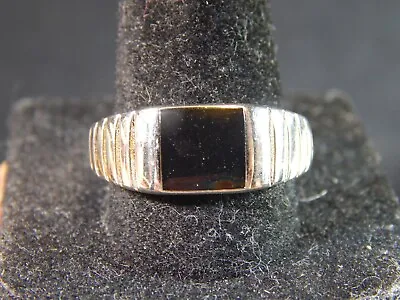 Men's 925 Silver Pinky Ring With Onyx Stone Size 10 UK U 5 Grams • $26.88