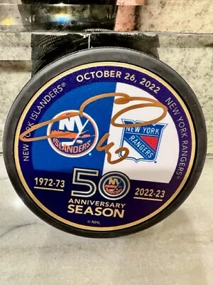 Semyon Varlamov NY Islanders Signed 50th Anniversary Islanders Rangers Puck • $37.99