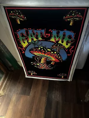 Black Light Poster Eat Me Mushroom Vintage Poster 1996 • $31.95