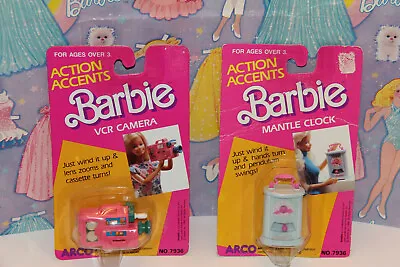 $37.99 • Buy Barbie Action Accents Vcr Camera & Mantle Clock Wind-ups #7936  Arco 1988 Nos 